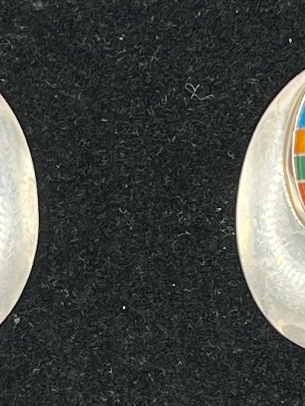 Vintage Sterling Silver Native American Multi Stone Inlay Earrings
